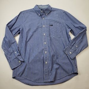 🔥Mens Chaps Striped Blue Dress Shirt Sz. Medium